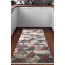 Dekoreko Dijital Mutfak Halısı Yıldız Deri Kaymaz Taban Saçaklı Iskandinav Kitty Pudra