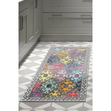 Dekoreko Dijital Mutfak Halısı Star Pamuk Kaymaz Taban Iskandinav Leesa Renkli