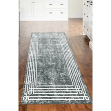 Dekoreko Dijital Mutfak Halısı Star Pamuk Kaymaz Taban Modern Shelbi Gri