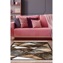 Dekoreko Dijital Salon Halısı Star Pamuk Kaymaz Taban Saçaklı Modern Janice Gri Kahve