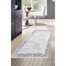 Dekoreko Dijital Mutfak Halısı Yıldız Deri Kaymaz Taban Modern Storm Gri