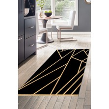 Dekoreko Dijital Mutfak Halısı Trend Keçe Kaymaz Taban Modern Maud Gold