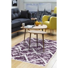 Dekoreko Dijital Salon Halısı Trend Keçe Kaymaz Taban Iskandinav Roxanne Mor