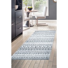 Dekoreko Dijital Mutfak Halısı Trend Keçe Kaymaz Taban Iskandinav Mali Lacivert