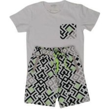 Nk Kids Erkek Çocuk Ikili Takım Labirent Baskılı Beyaz - Turuncu 8 Yaş