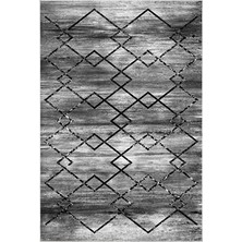 Dekoreko Dijital Salon Halısı Star Pamuk Kaymaz Taban Modern Zanna Siyah