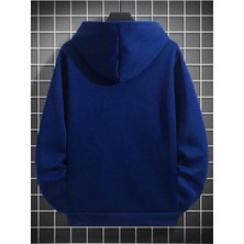 Black Sokak Unisex Mavi New York Baskılı 3 Iplik Oversize Kapüşonlu Sweatshirt
