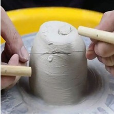 Acuto Plastik Ebeşuar Seti 4'lü Kil Şekillendirme Seti Seramik Seti Çamur Kesme Teli Çelik Tel