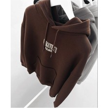 Black Sokak  Unisex Kahverengi Gangster Baskılı Oversize Kapüşonlu Sweatshirt