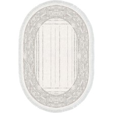 Dekoreko Dijital Mutfak Halısı Yıldız Deri Kaymaz Taban Saçaklı Oval Modern Rana Yeşil