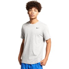Nike Gri Erkek Bisiklet Yaka Düz T-Shirt AR6029 091 M Nk Df Tee Dfc Crew Sol
