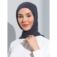 Ecardin ST111-HİJABLI Şifon Oval Eşarp 48 Antrasit - Antrasit-