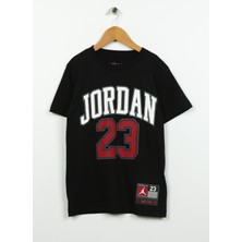 Nike Çocuk Siyah Bisiklet Yaka Baskılı T-Shirt 95A088-KR5 Jdb Practıce Flıght