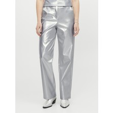 Jjxx Orta Bel Rahat Gümüş Kadın Pantolon Jxmary Hw Faux Leather Pants Fl Noo