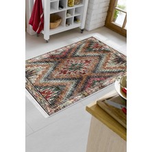 Dekoreko Dijital Mutfak Halısı Star Pamuk Kaymaz Taban Saçaklı Iskandinav Olwen Renkli