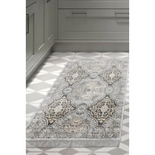 Dekoreko Dijital Mutfak Halısı Yıldız Deri Kaymaz Taban Saçaklı Modern Osana Bej