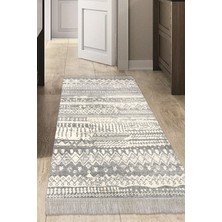 Dekoreko Dijital Mutfak Halısı Star Pamuk Kaymaz Taban Saçaklı Iskandinav Ysabel Gri