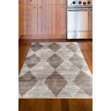 Dekoreko Dijital Mutfak Halısı Yıldız Deri Kaymaz Taban Iskandinav Amaris Kahve