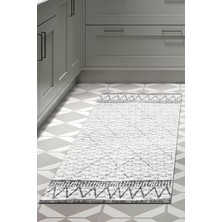 Dekoreko Dijital Mutfak Halısı Yıldız Deri Kaymaz Taban Iskandinav Farah Gri