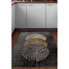 Dekoreko Dijital Mutfak Halısı Star Pamuk Kaymaz Taban Modern Saeran Bej Krem Mavi