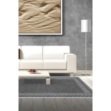 Dekoreko Dijital Salon Halısı Trend Keçe Kaymaz Taban Saçaklı Modern Christie Gri