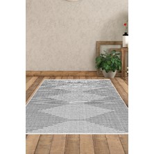 Dekoreko Dijital Salon Halısı Trend Keçe Kaymaz Taban Iskandinav Kay Gri