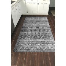 Dekoreko Dijital Mutfak Halısı Yıldız Deri Kaymaz Taban Iskandinav Liz Antrasit