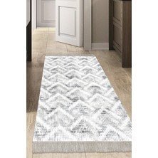 Dekoreko Dijital Mutfak Halısı Star Pamuk Kaymaz Taban Saçaklı Iskandinav Renata  Antrasit