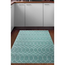 Dekoreko Dijital Mutfak Halısı Trend Keçe Kaymaz Taban Iskandinav Celestine Turkuaz
