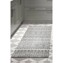 Dekoreko Dijital Mutfak Halısı Star Pamuk Kaymaz Taban Iskandinav Judie Gri