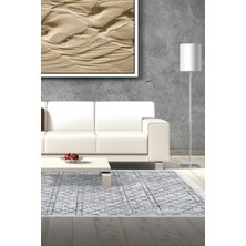 Dekoreko Dijital Salon Halısı Yıldız Deri Kaymaz Taban Saçaklı Iskandinav Nydia Lacivert