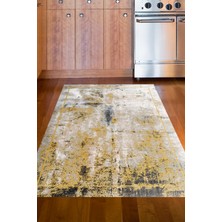 Dekoreko Dijital Mutfak Halısı Trend Keçe Kaymaz Taban Modern Landen Hardal