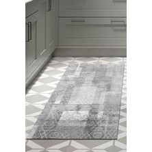 Dekoreko Dijital Mutfak Halısı Trend Keçe Kaymaz Taban Iskandinav Page Gri