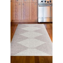 Dekoreko Dijital Mutfak Halısı Yıldız Deri Kaymaz Taban Iskandinav Kay Mürdüm