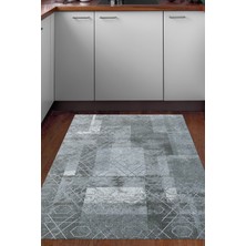 Dekoreko Dijital Mutfak Halısı Star Pamuk Kaymaz Taban Iskandinav Page Mavi