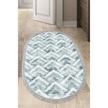 Dekoreko Dijital Mutfak Halısı Star Pamuk Kaymaz Taban Saçaklı Oval Iskandinav Renata  Yeşil