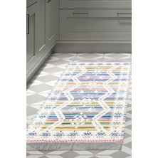 Dekoreko Dijital Mutfak Halısı Yıldız Deri Kaymaz Taban Saçaklı Iskandinav Queen Renkli