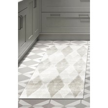 Dekoreko Dijital Mutfak Halısı Yıldız Deri Kaymaz Taban Iskandinav Amaris Bej