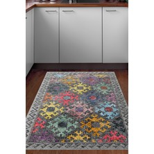 Dekoreko Dijital Mutfak Halısı Yıldız Deri Kaymaz Taban Iskandinav Leesa Renkli