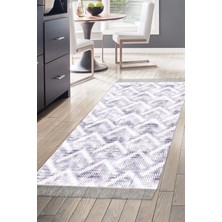 Dekoreko Dijital Mutfak Halısı Trend Keçe Kaymaz Taban Saçaklı Iskandinav Renata  Gri