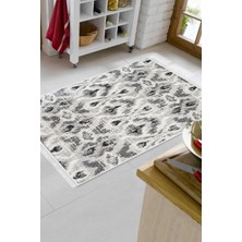 Dekoreko Dijital Mutfak Halısı Star Pamuk Kaymaz Taban Saçaklı Iskandinav Annika  Gri