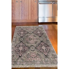 Dekoreko Dijital Mutfak Halısı Trend Keçe Kaymaz Taban Saçaklı Modern Osana Pudra