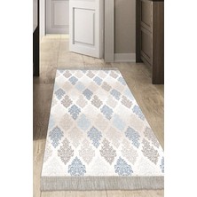 Dekoreko Dijital Mutfak Halısı Trend Keçe Kaymaz Taban Saçaklı Modern Kye Bej