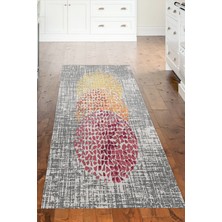 Dekoreko Dijital Mutfak Halısı Trend Keçe Kaymaz Taban Modern Saeran Krem Oranj Kırmızı