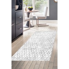 Dekoreko Dijital Mutfak Halısı Yıldız Deri Kaymaz Taban Iskandinav Nydia Gri