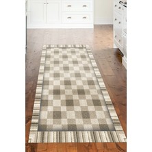 Dekoreko Dijital Mutfak Halısı Yıldız Deri Kaymaz Taban Modern Flora Kahve