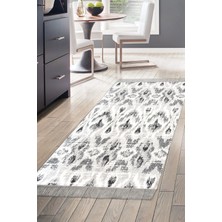 Dekoreko Dijital Mutfak Halısı Yıldız Deri Kaymaz Taban Saçaklı Iskandinav Annika  Gri