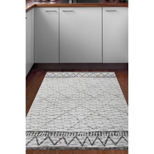 Dekoreko Dijital Mutfak Halısı Trend Keçe Kaymaz Taban Iskandinav Farah Gri