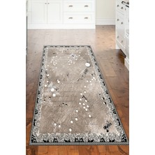 Dekoreko Dijital Mutfak Halısı Star Pamuk Kaymaz Taban Modern Faron Kahve