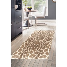 Dekoreko Dijital Mutfak Halısı Star Pamuk Kaymaz Taban Modern Cherry Kahve